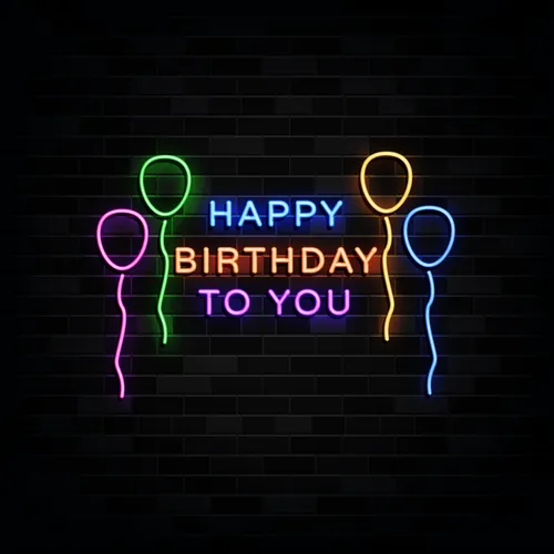 Happy Birthday To You with Balloons Neon Sign - Custom Cups Now