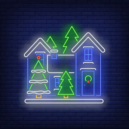 Christmas House Neon Sign - Custom Cups Now