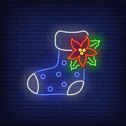 Boot Sock with Ponsettia Flower Neon Sign - Custom Cups Now