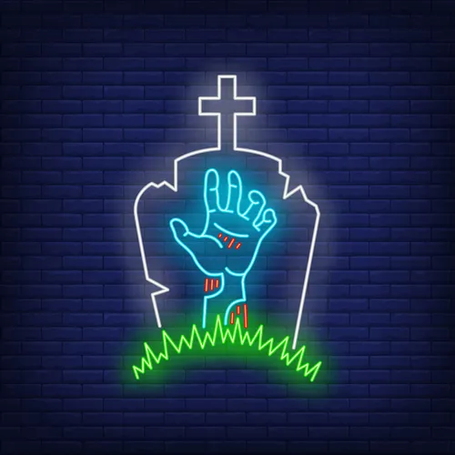 Gravestone Zombie Hand Neon Sign - Custom Cups Now