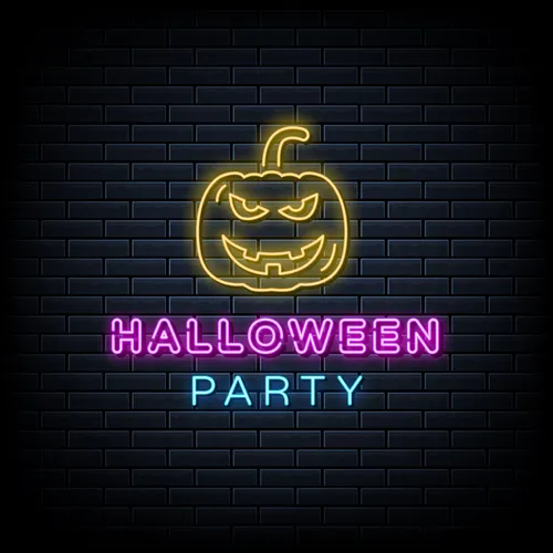 Halloween Party Neon Sign with Pumpkin - Custom Cups Now