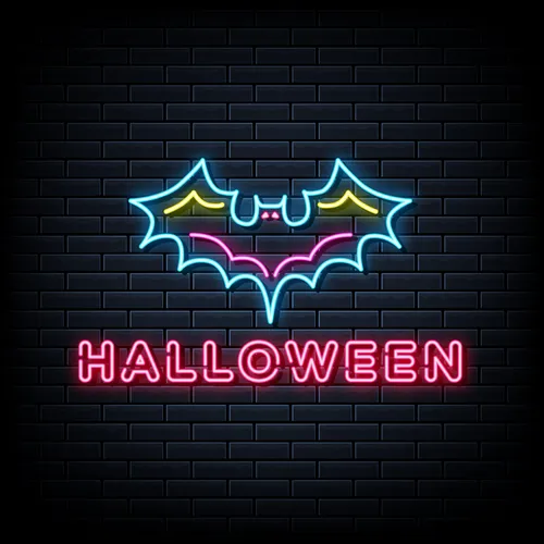 Halloween Neon Sign with Bat - Custom Cups Now