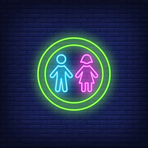 Boy & Girl Silhouettes Circle Neon Sign - Custom Cups Now