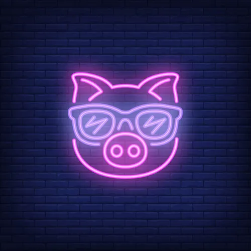 Cute Cartoon Pink Pig Sunglasses Neon Sign - Custom Cups Now
