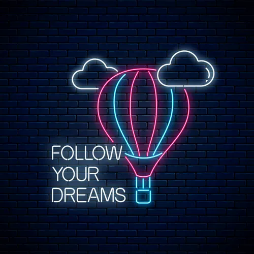Follow Your Dreams With Hot Air Balloon Neon Sign - Custom Cups Now