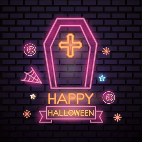 Pink Halloween Coffin Cross Neon Sign - Custom Cups Now