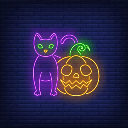 Scary Pumpkin Cat Neon Sign - Custom Cups Now