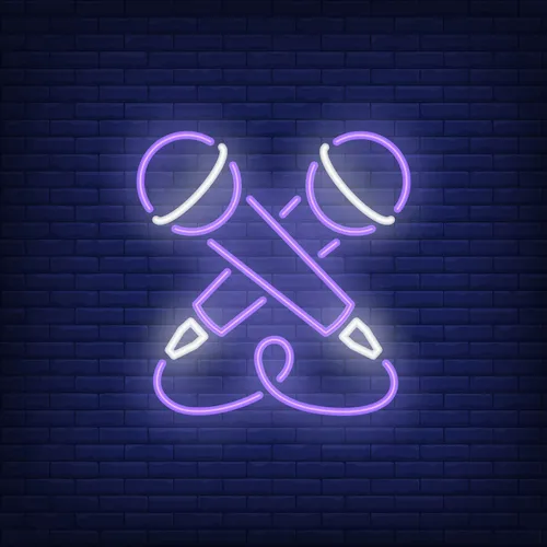 Crossed Microphone Neon Sign - Custom Cups Now