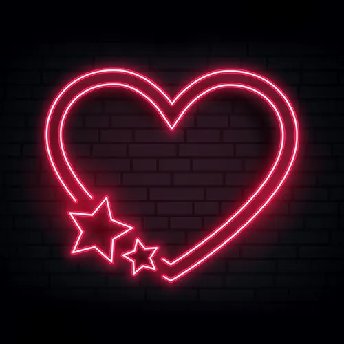 Red Love Heart Star Neon Sign - Custom Cups Now