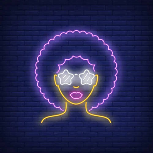 Afro Retro Girl Neon Sign - Custom Cups Now