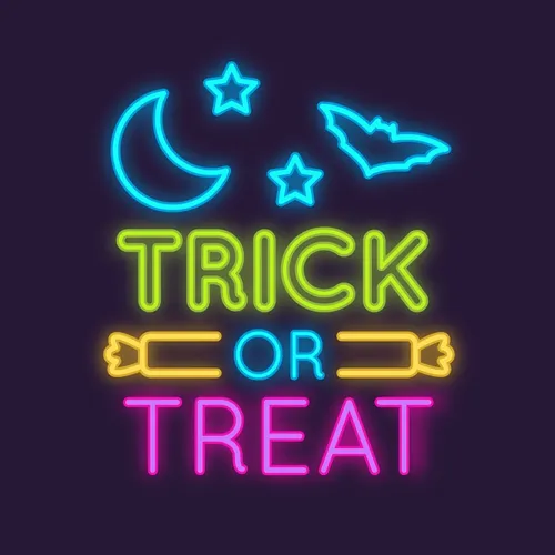 Trick Or Treat Neon Sign - Custom Cups Now