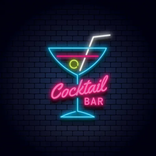 Cocktail Bar Glass & Zip Neon Sign - Custom Cups Now