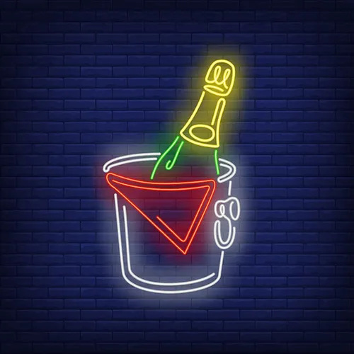Wine in Ice Bucket Neon Sign - Custom Cups Now