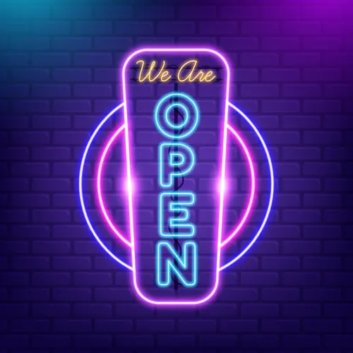 We are Open Vertical Neon Sign - Custom Cups Now