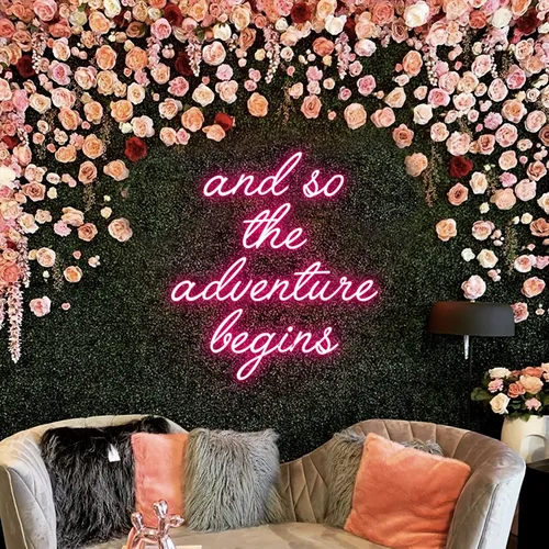 And So The Adventure Begins Neon Sign - Custom Cups Now