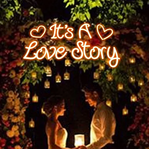It's A Love Story Neon Sign - Custom Cups Now