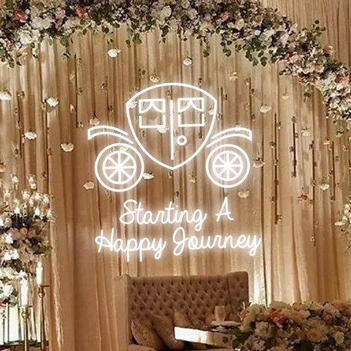 Starting A Happy Journey Neon Sign - Custom Cups Now