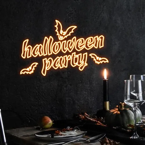 Halloween Night Typography Neon Sign - Custom Cups Now