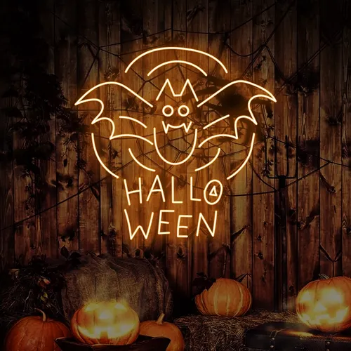 Halloween Bat Neon Sign - Custom Cups Now