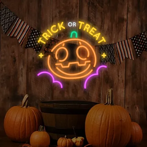 Trick or Treat Neon Sign - Custom Cups Now