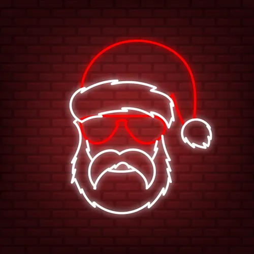 Hipster Santa Neon Sign - Custom Cups Now