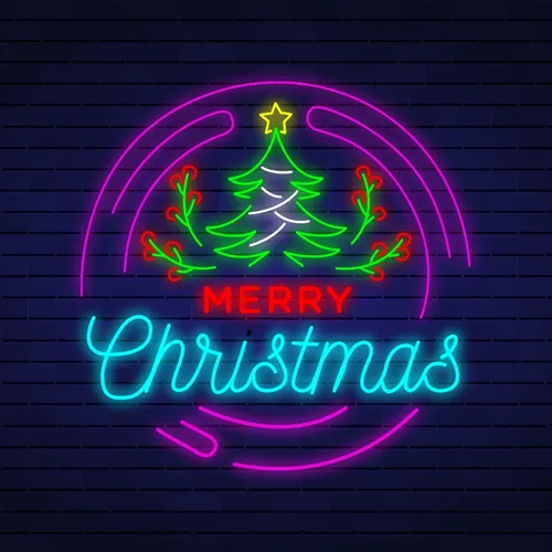Merry Christmas Flower Tree Neon Sign - Custom Cups Now