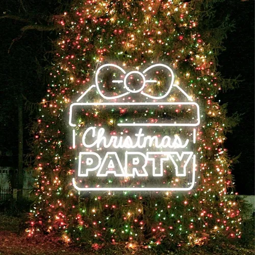 Christmas Party Gift Box Neon Sign - Custom Cups Now