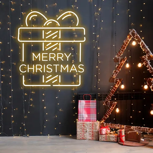 Merry Christmas Gift Neon Sign - Custom Cups Now