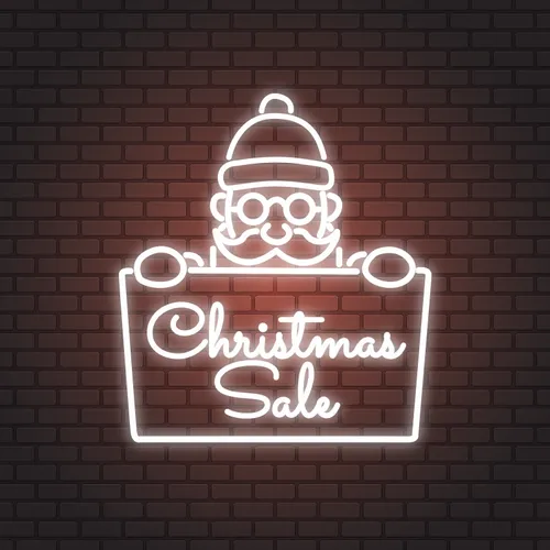 Christmas Sale Santa Neon Sign - Custom Cups Now
