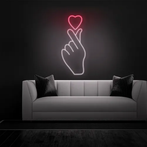 Finger Heart Neon Sign - Custom Cups Now