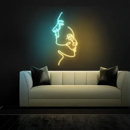 TWO FACE Graphic Neon Sign - Custom Cups Now