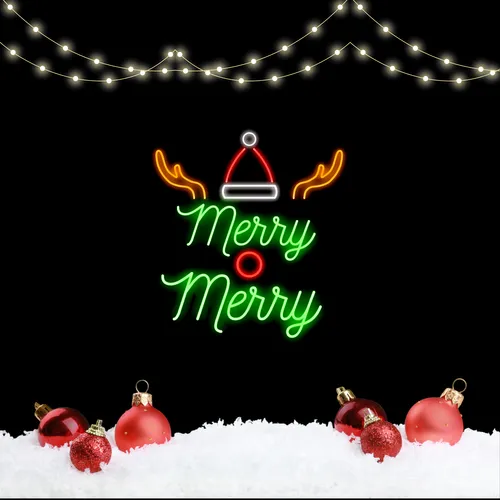 Merry Merry Deer Neon Sign - Custom Cups Now
