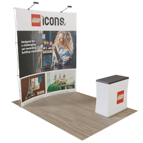 Custom Curved Pop Up Trade Show Display Stand 8' x 8' - Custom Cups Now