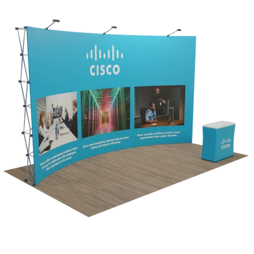 Custom Curved Pop Up Display Stand 20' x 10' (ft) - Custom Cups Now
