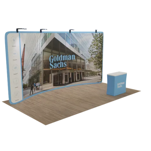 Custom Curved Zip Up Trade Show Display 20' x 8' - Custom Cups Now