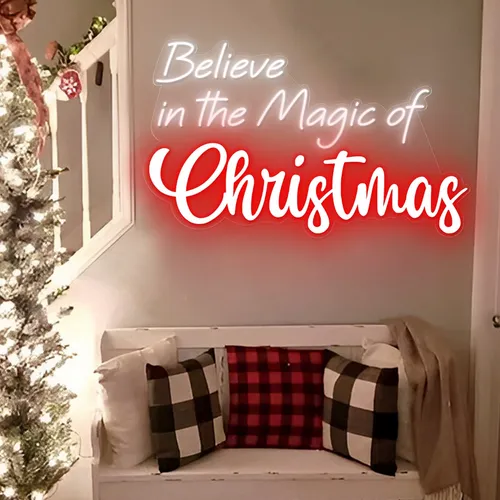 Believe in the Magic of Christmas Neon Sign - Custom Cups Now