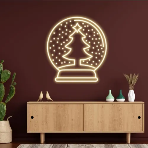 Warmie Merry Christmas Snowglobe Neon Sign - Custom Cups Now