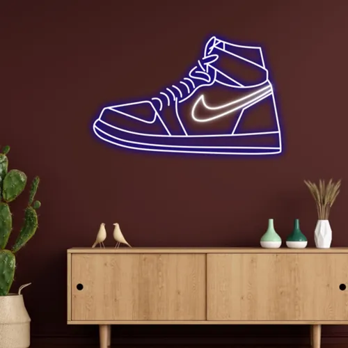 Sneaker Blue White Neon Sign - Custom Cups Now