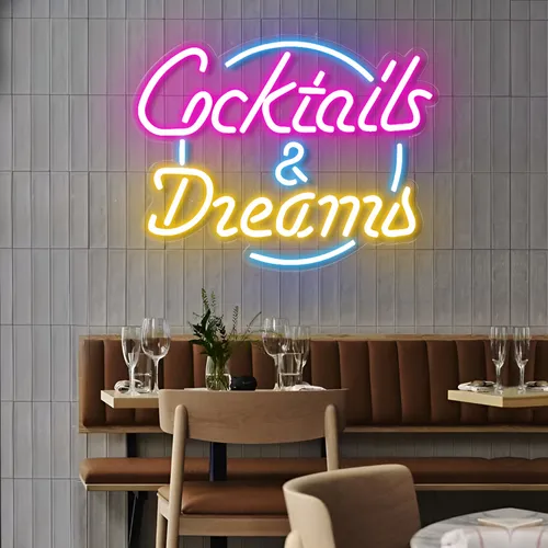 Cocktails and Dreams LED Neon Sign - Custom Cups Now