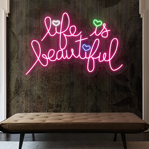 Life Is Beautiful Neon Sign - Custom Cups Now