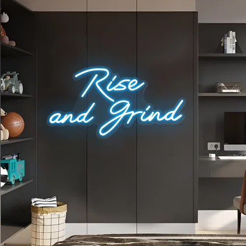 Rise and Grind Neon Sign - Custom Cups Now