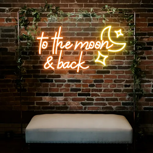 To the Moon and Back Neon Sign - Custom Cups Now