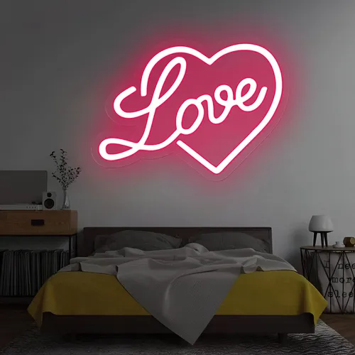 Heart Love Neon Sign - Custom Cups Now