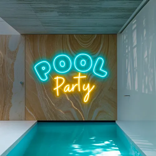 Pool Party Large Neon Sign - Custom Cups Now