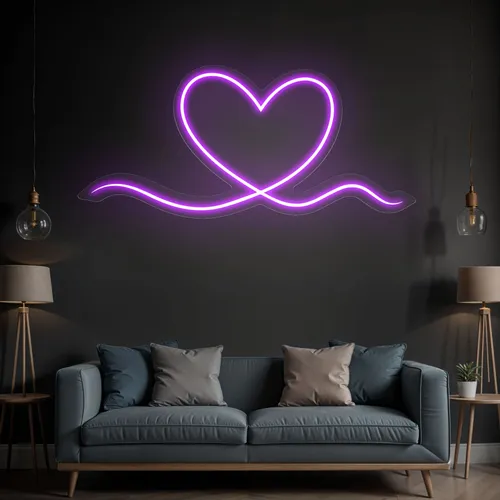 Purple Heart Neon Sign - Custom Cups Now