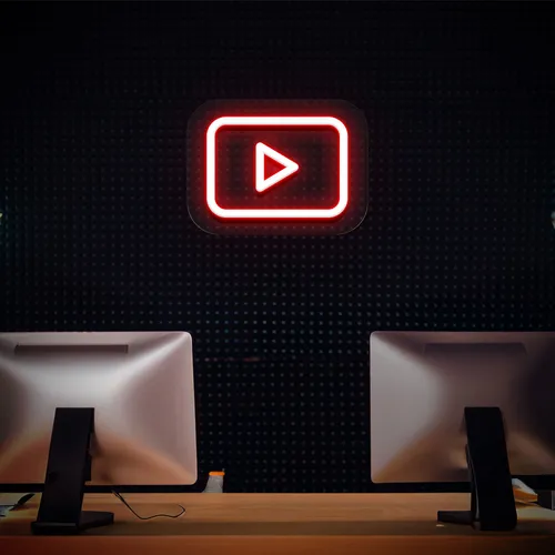 Youtube Play Button Neon Sign - Custom Cups Now