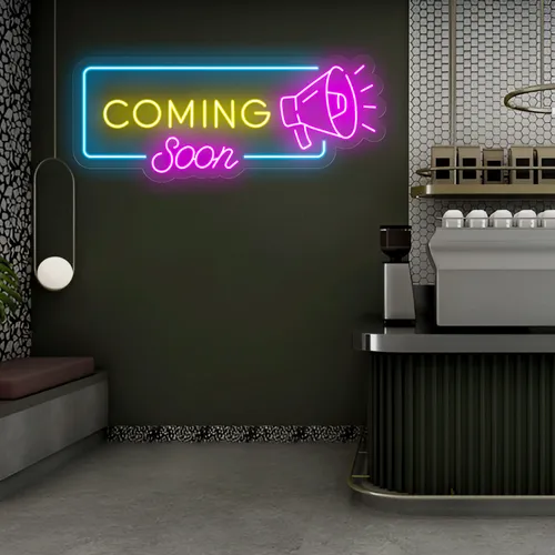 Coming Soon Neon Sign - Custom Cups Now