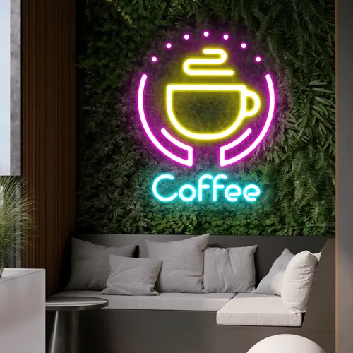 Captivating Coffee Neon Sign - Custom Cups Now