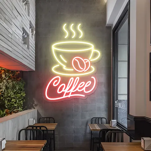 Classy Gleam Coffee Neon Sign - Custom Cups Now