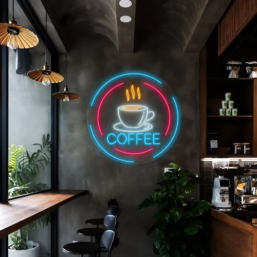 Steaming Cup Coffee Neon Sign - Custom Cups Now